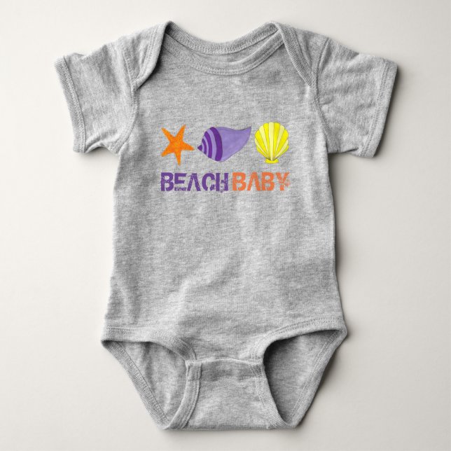 Body Para Bebê BEACH BABY Férias Starfish Shell Seashell (Frente)