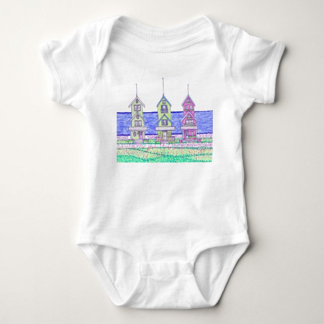 Body Para Bebê Beach Cottage Trio Baby One (Frente)