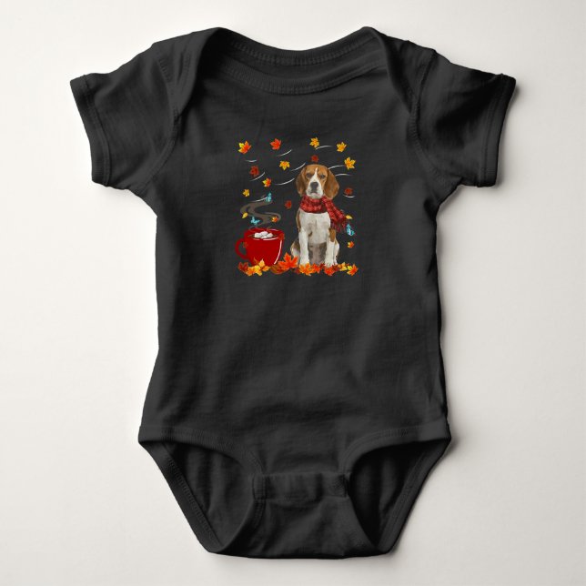 Body Para Bebê beagle dog  fall chocolate autumn lover (Frente)