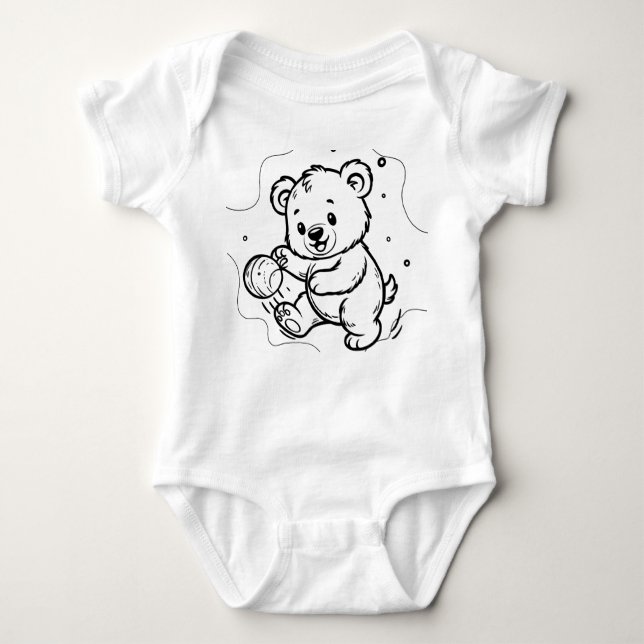 Body Para Bebê Bear is playing football  (Frente)