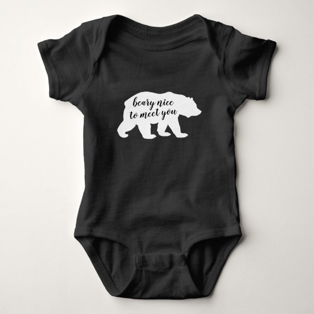 Body Para Bebê Bear Silhouette é um prazer conhecê-lo (Frente)