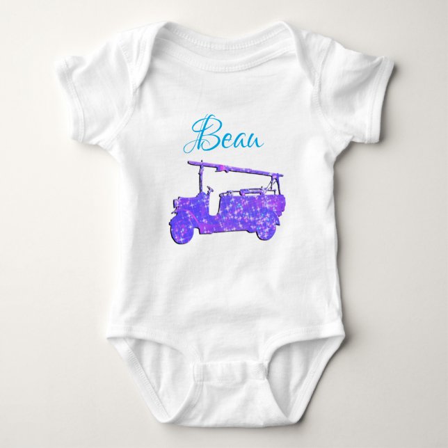 Body Para Bebê Beau Name With Fire Truck, (Frente)