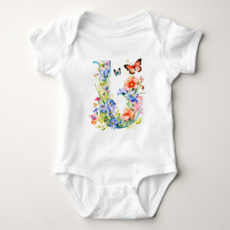 Body Para Bebê Beautiful Wildflower Butterfly Monogram