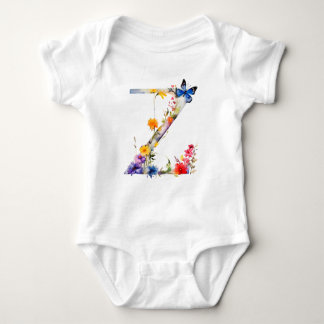 Body Para Bebê Beautiful Wildflower Butterfly Monogram