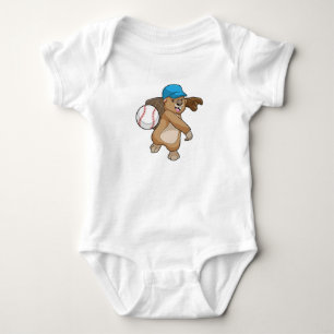 Body Para Bebê Beaver no Baseball Sports com Boné