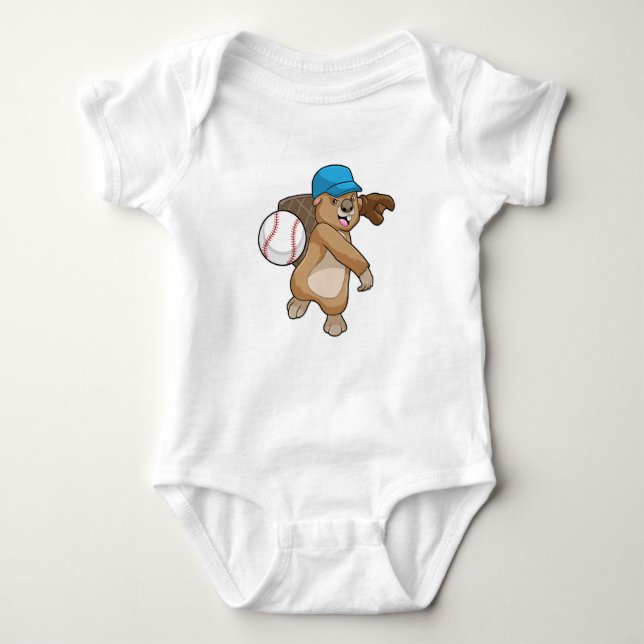 Body Para Bebê Beaver no Baseball Sports com Boné (Frente)