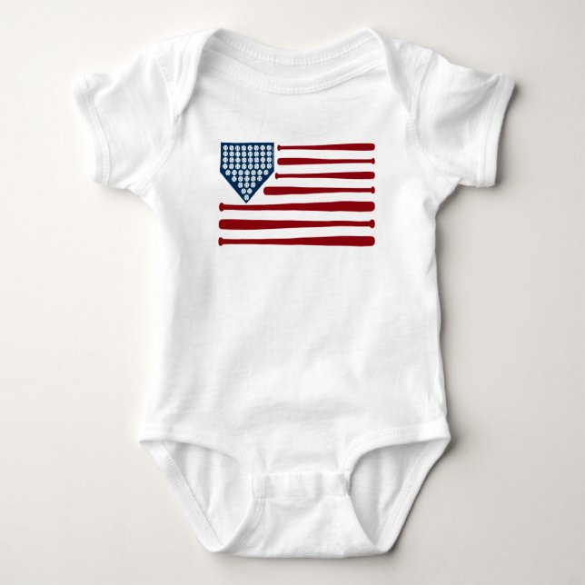Body Para Bebê Beball USA Flag Bats & Balls - GraphicLoveShop (Frente)