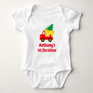 Body Para Bebê Bebê 1rua árvore de Natal em roupa vermelha