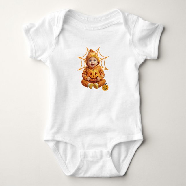Body Para Bebê Bebê Adorável Pumpkin Fora de Halloween (Frente)