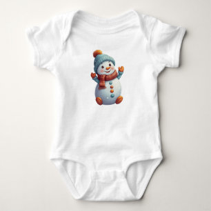 Body Para Bebê Bebê Adorável Snowman em Chapéu e Scarf