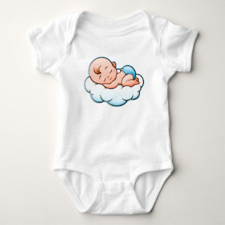Body Para Bebê Bebê Adormecido Fofo em Nuvem Azul - Sonhos Doces