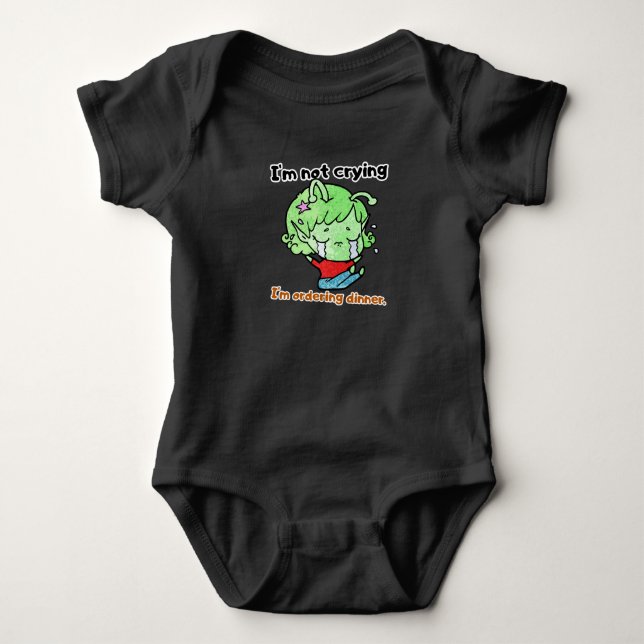 Body Para Bebê Bebê Alien Chorando "Fazendo o Pedido do Jantar" (Frente)