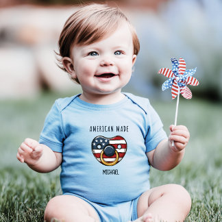 Body Para Bebê Bebê Americano Menino Patriótico Chupeta de Bandei