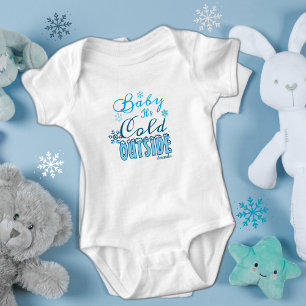 Body Para Bebê Bebê Azul Está Frio Lá Fora Floco de Neve de Inver