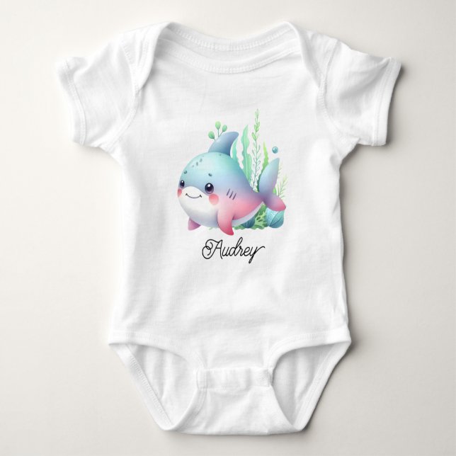 Body Para Bebê Bebê Baleia Oceânica (Frente)