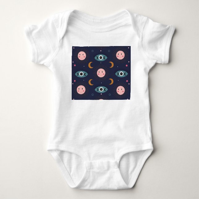 Body Para Bebê Bebê boho, padrão chic hippie. (Frente)