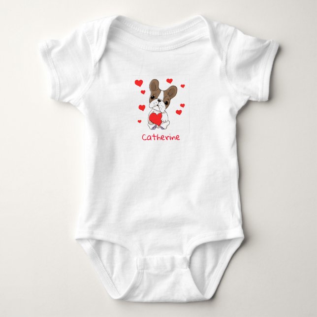 Body Para Bebê Bebê Boxer Com Corações Vermelhos (Frente)