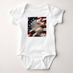 Body Para Bebê Bebê com bandeira de águia americana