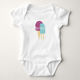 Body Para Bebê Bebê Cone de Sorvete Personalizado Nome