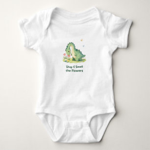 Body Para Bebê Bebê Corpo Dinossauro Fofo Para e Cheira as Flores