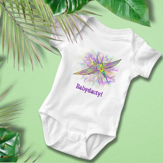 Body Para Bebê Bebê dáctilo Pterodáctilo Colorido Dinossauro Fofo (dinosaur pterodactyl fun word play dino baby vest)