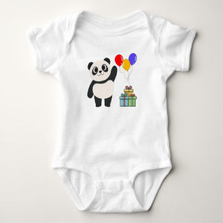 Body Para Bebê Bebê de aniversário de Panda Fofo com Balões e Pre