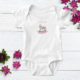 Body Para Bebê Bebê de Aquarela Personalizado Cavalo de Rocha