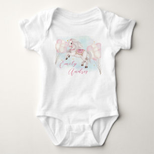 Body Para Bebê Bebê de conto de fadas Pônei balões cor-de-rosa An