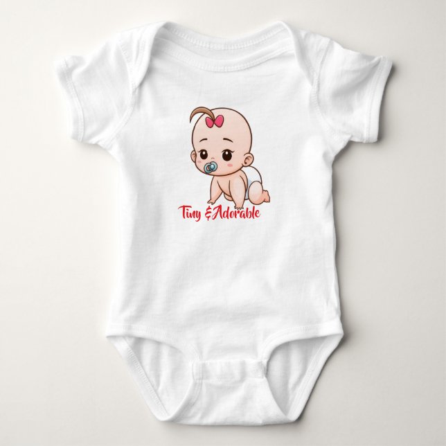 Body Para Bebê Bebê de Desenho Animado Fofo e Pequeno (Frente)