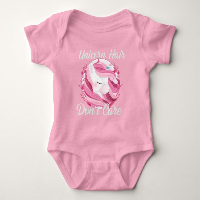 Body Para Bebê Bebê de Festa do Unicórnio Rosa (Frente)