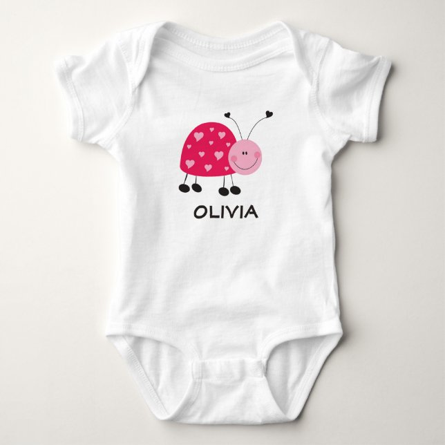 Body Para Bebê Bebê de Ladybug Rosa, Jérsei, macaco (Frente)