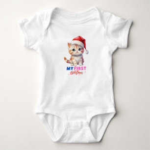 Body Para Bebê Bebê de Natal, Bebê de Natal de Gato giro