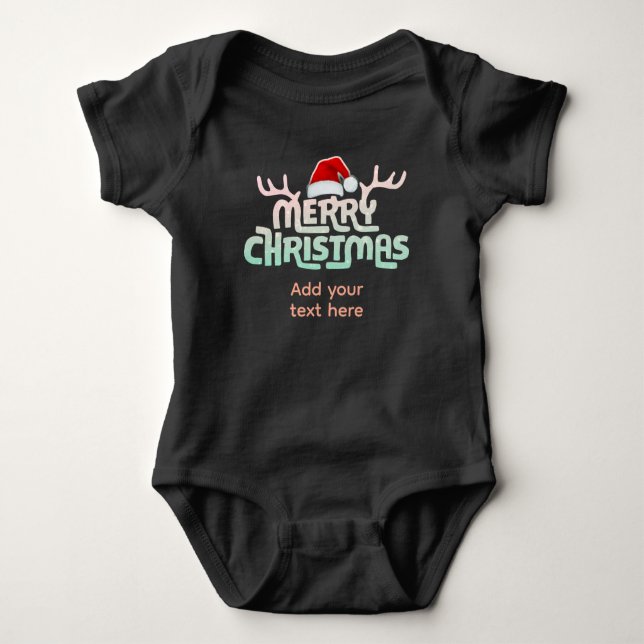 Body Para Bebê Bebê de Natal personalizado (Frente)