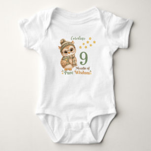 Body Para Bebê Bebê de Outono Coruja Fofa Marco do Mês