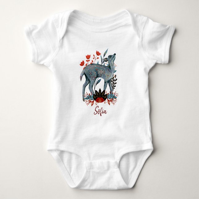 Body Para Bebê Bebê de pôster de chuveiro vermelho e azul com ani (Frente)