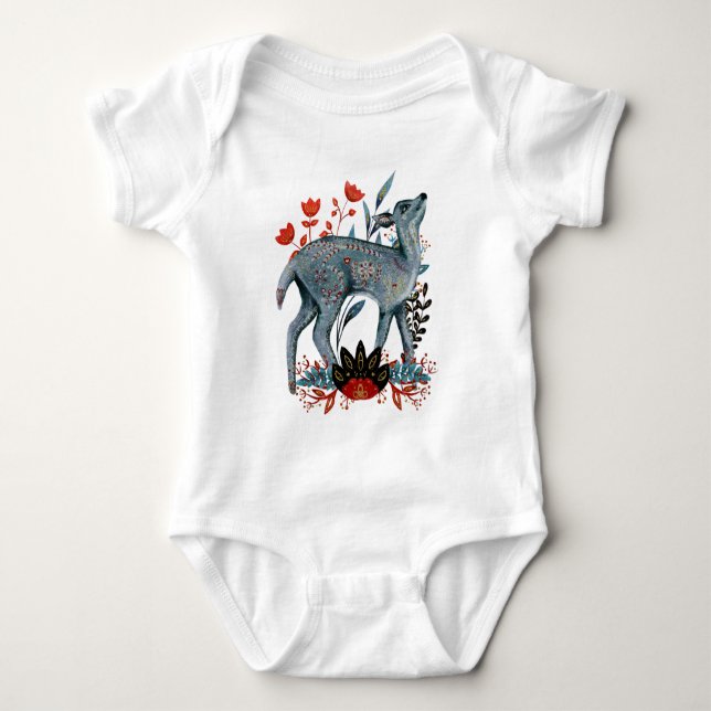 Body Para Bebê Bebê de pôster de chuveiro vermelho e azul com ani (Frente)