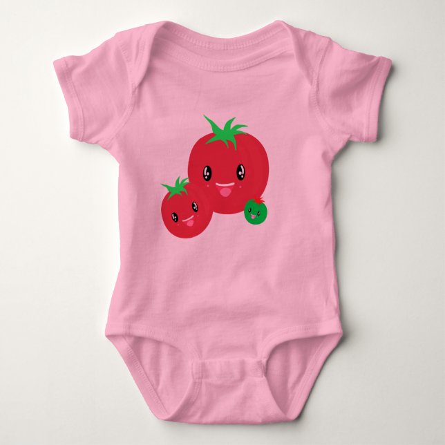 Body Para Bebê Bebê de tomate kawaii (Frente)