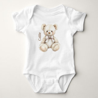 Body Para Bebê Bebê de Urso de Pano com Aquarela Personalizada
