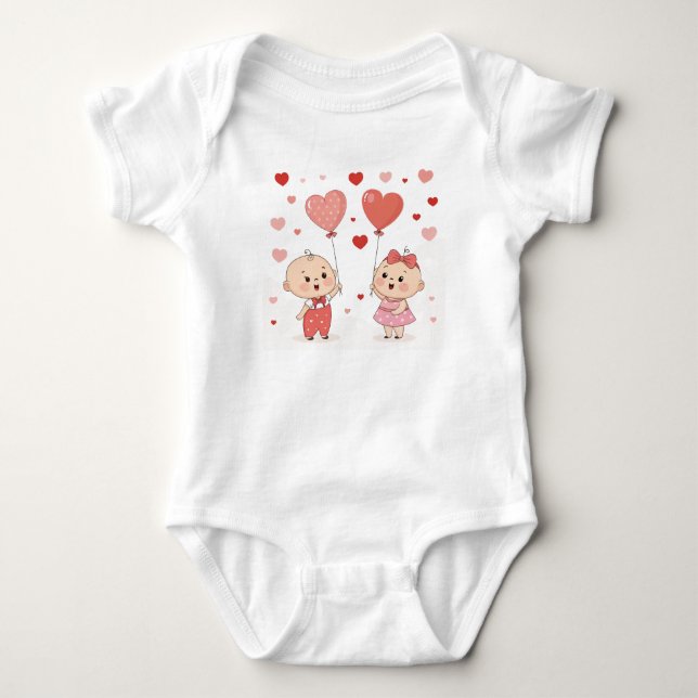 Body Para Bebê Bebê Dia de os namorados Adorável. (Frente)