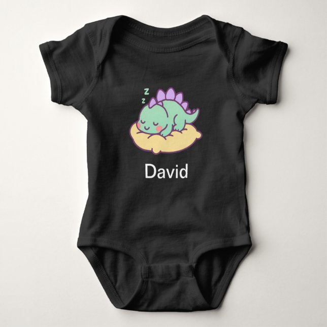 Body Para Bebê Bebê Dino Dormindo no Travesseiro   (Frente)