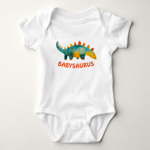 Body Para Bebê Bebê Dinossauro Adorável em Aquarela