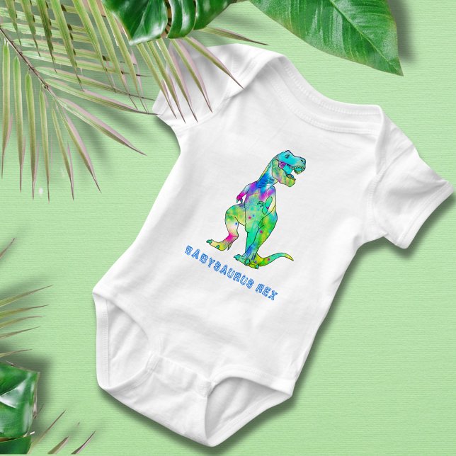Body Para Bebê Bebê Dinossauro Rex (Colorful dinosaur babysaurus Rex baby vest watercolor T-Rex )