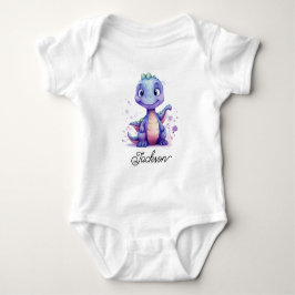 Body Para Bebê Bebê Dinossauro Roxo Fofo