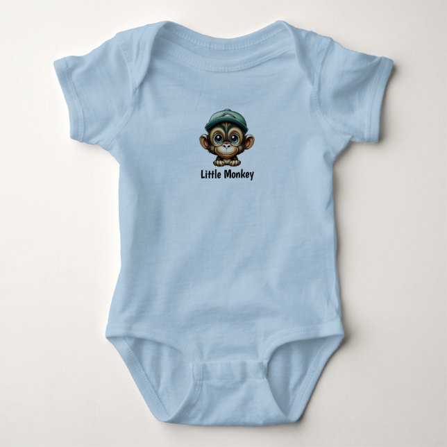 Body Para Bebê Bebê divertido de desenho com chapéu diz macaquinh (Frente)