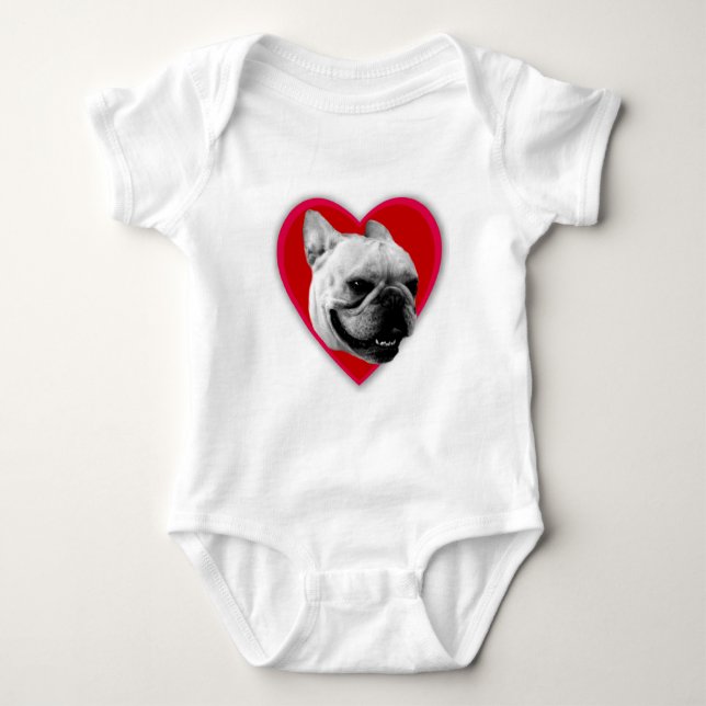 Body Para Bebê Bebê do buldogue francês do amor (Frente)