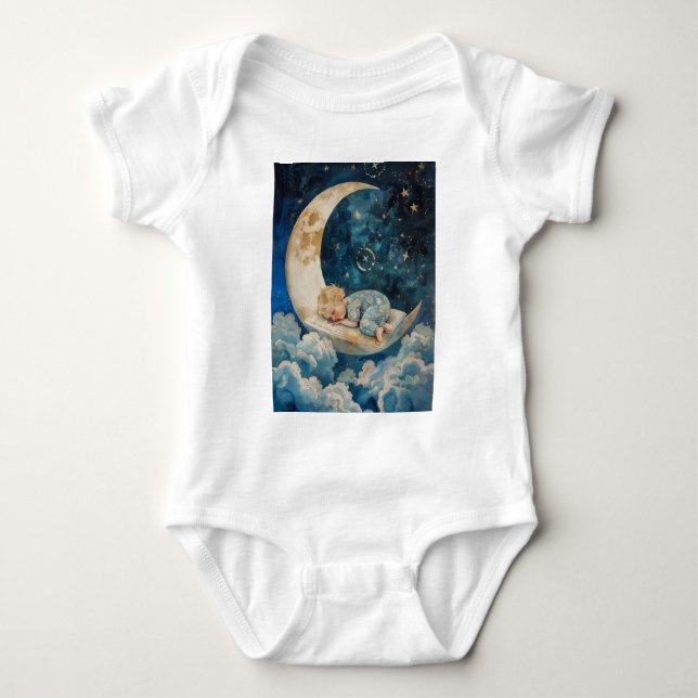 Body Para Bebê Bebê dormindo na lua (Frente)