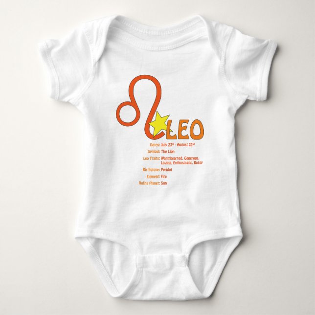 Body Para Bebê Bebê dos traços de Leo (Frente)