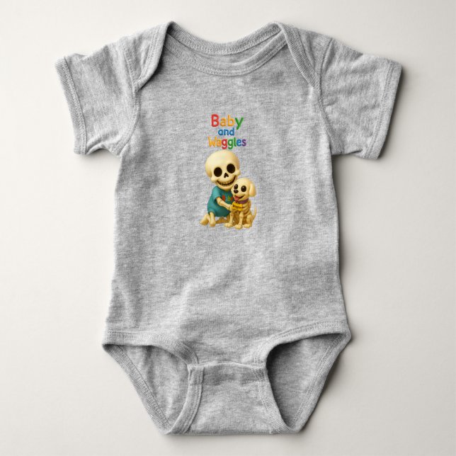 Body Para Bebê Bebê e Waggles — Os Cabeças de Osso  (Frente)
