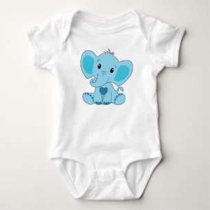 Body Para Bebê Bebê, Elefante, Azul, Bebê De Roupa De Oco, DAM Cr