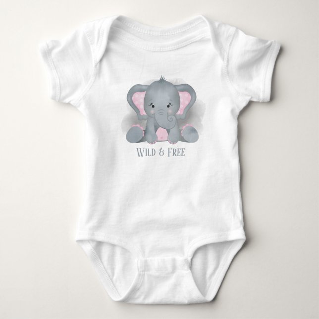 Body Para Bebê bebe elefante unissex fofo adicione texto (Frente)